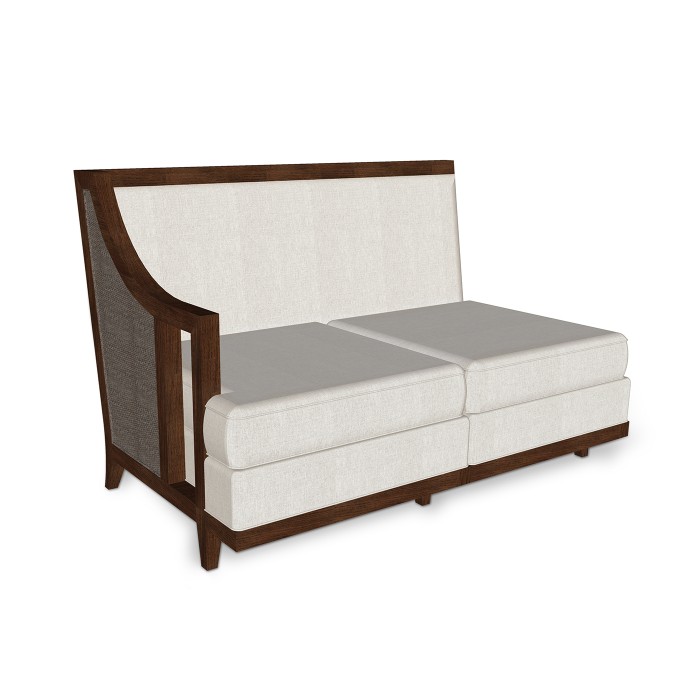 Walnut & Dark Grey Rattan Right Two-Seat Sofa Sectional 57