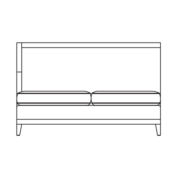 Walnut & Dark Grey Rattan Right Two-Seat Sofa Sectional 57