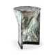 Round to L-Shape Faux Black & Grey Marble End Table