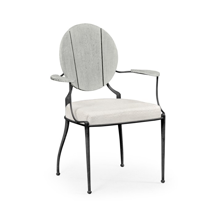 Circle Back Cloudy Grey & Iron Dining Arm Chair