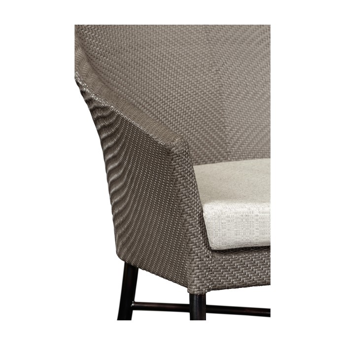 Rounded Back Mocha Steel & Dark Grey Rattan Dining Chair with Cushion