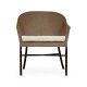 Rounded Back Mocha Steel & Tan Rattan Dining Chair with Cushion