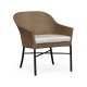 Rounded Back Mocha Steel & Tan Rattan Dining Chair with Cushion
