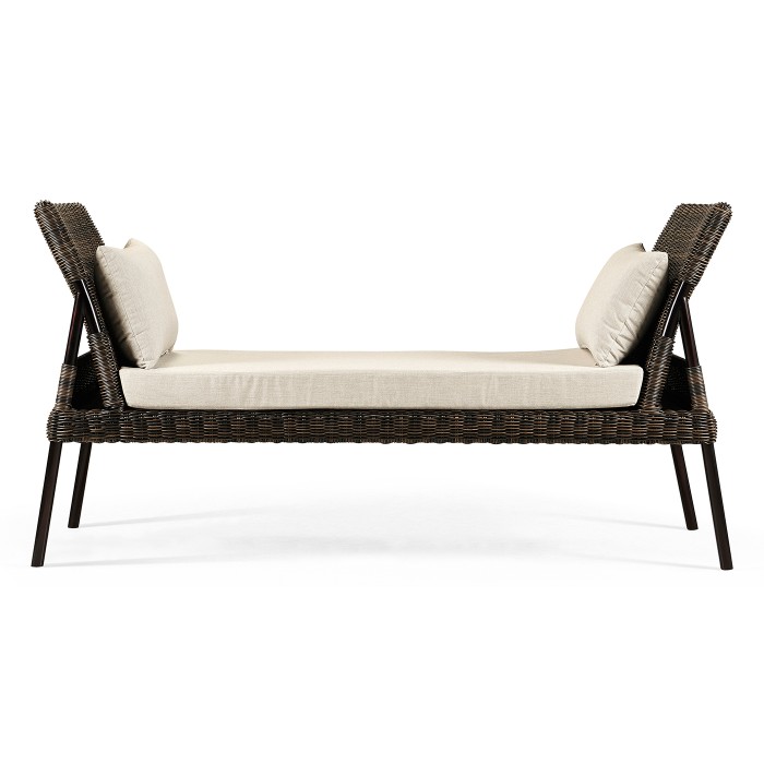 Rattan Latt Bench with Cushion & Pillows