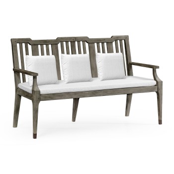 Grey Garden Bench with Cushion & Pillows