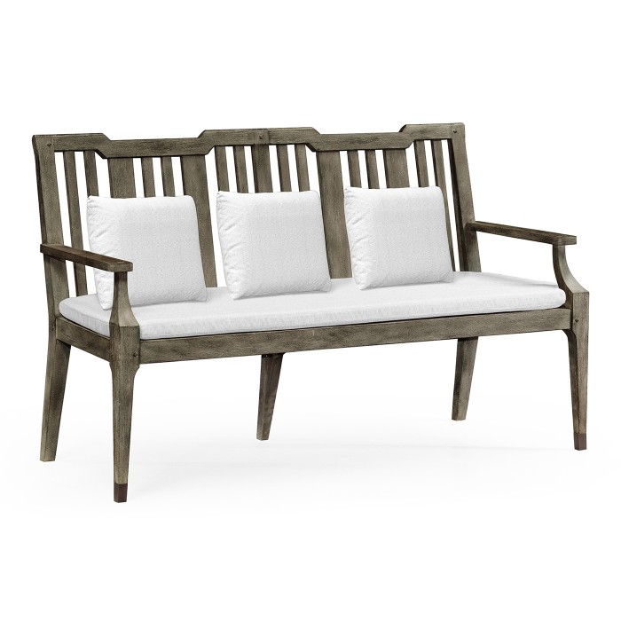 Grey Garden Bench with Cushion & Pillows