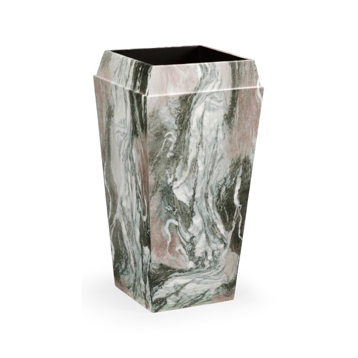 Medium Square Faux Black & Grey Marble Planter