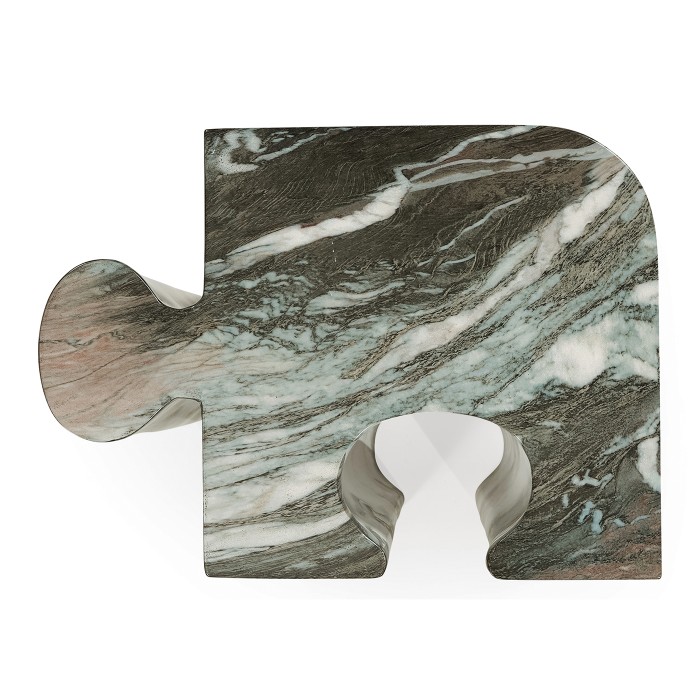 Faux Black & Grey Marble Puzzle Piece Side Table