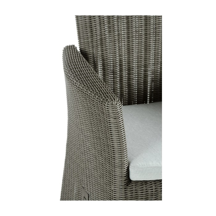 Grey Wicker Rattan Dining Chair with Reclining Back