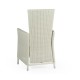 White Wicker Rattan Dining Chair with Reclining Back